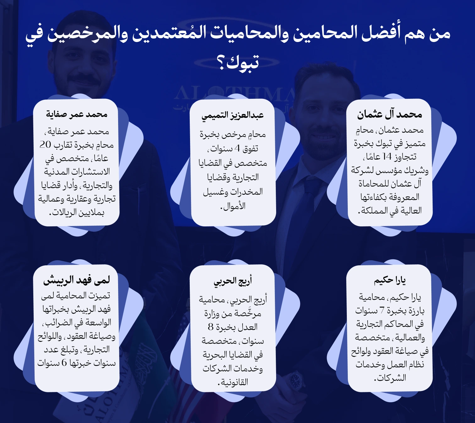 من هم أفضل المحامين والمحاميات المُعتمدين والمرخصين في تبوك؟